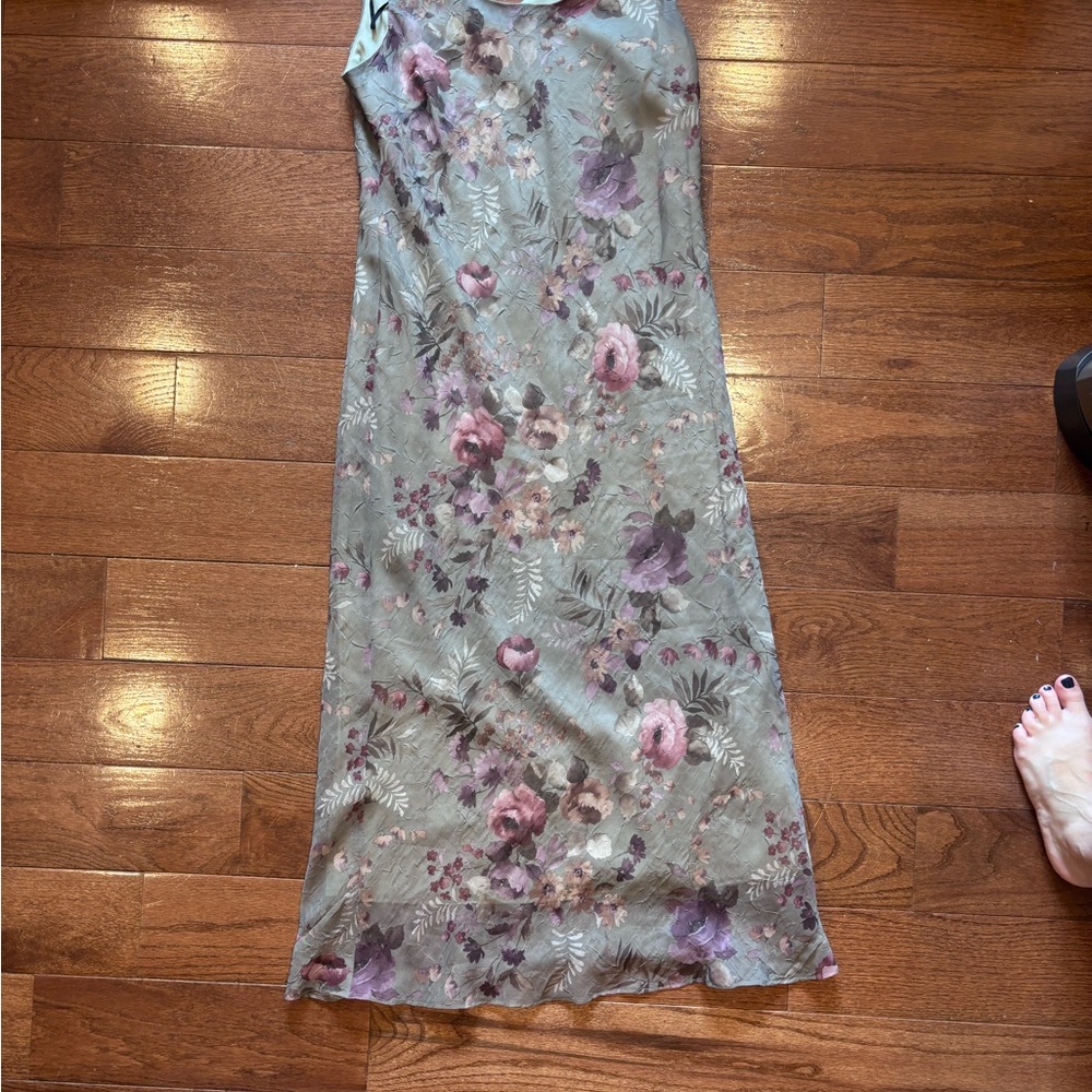 Floral Sleeveless Dress - Green and Purple